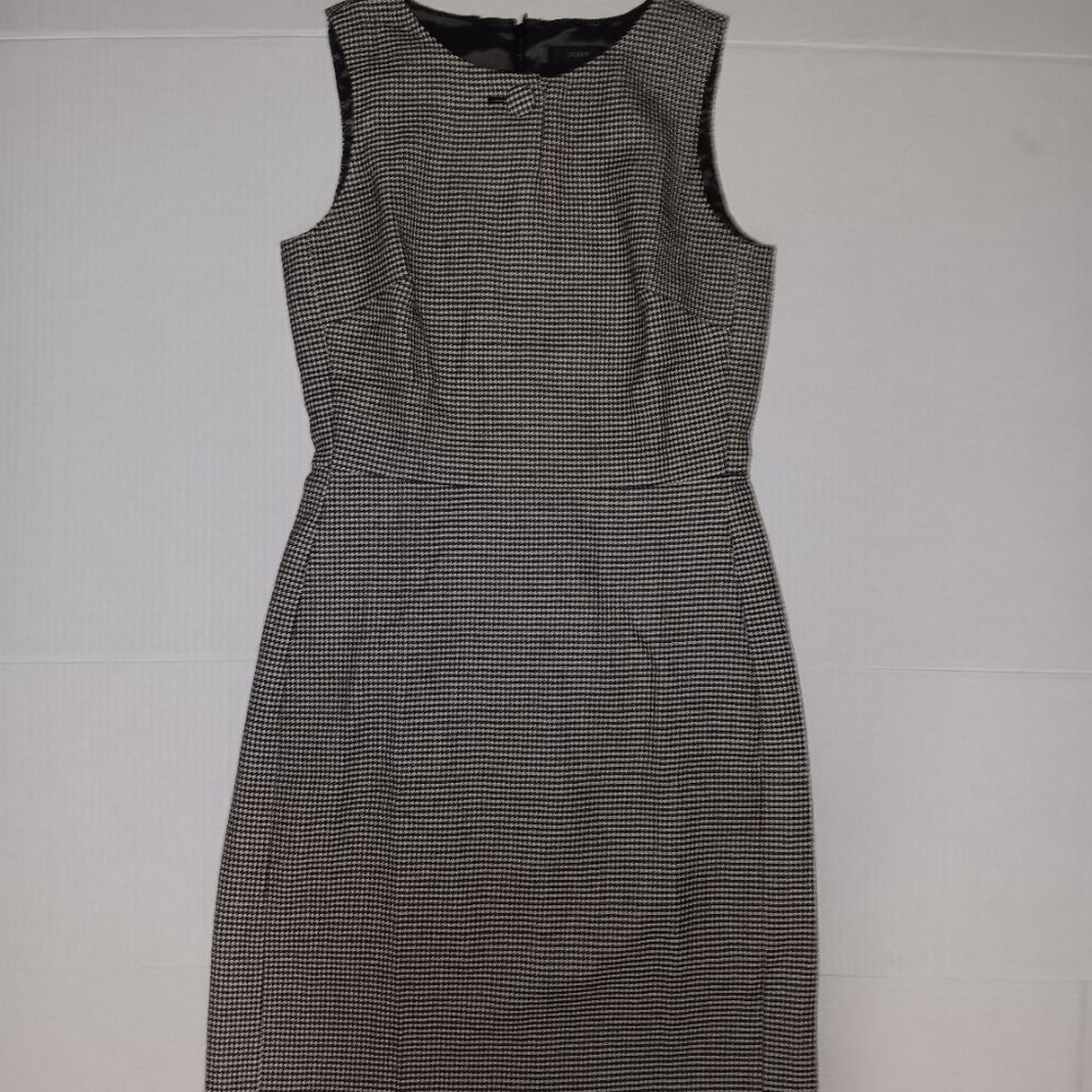 J.CREW WOOL BLEND SLEEVELESS SHEATH HOUNDSTOOTH PRINT DRESS